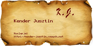 Kender Jusztin névjegykártya